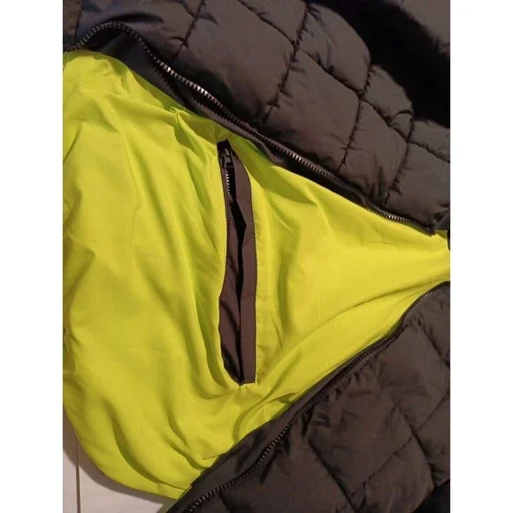 Zara Long Puffer Coat Jacket Black Green Quilted Medium Snow Cold Winter - Picture 4 of 12